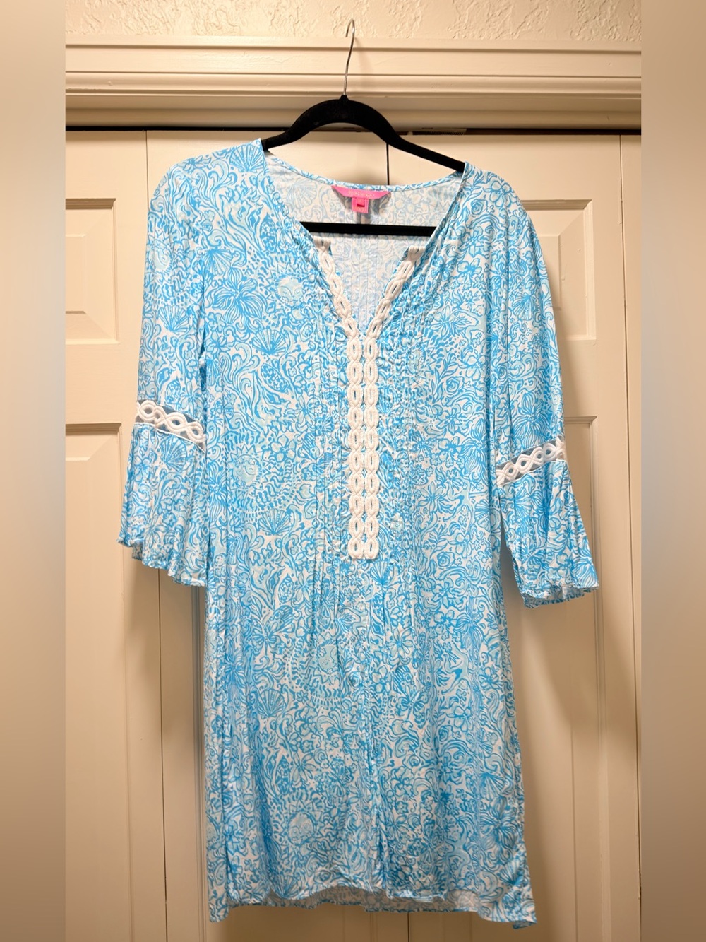 Lilly Pulitzer Hollie Tunic Dress M Took Me By Sunrise Blue White NWT